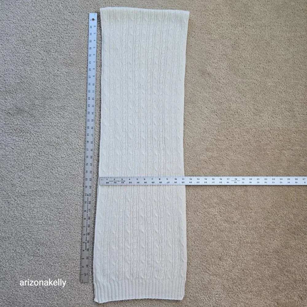 Wool or Wool Blend Cable Knit Ivory Scarf